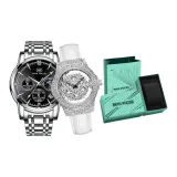 MF0479G-MF0486L Серебряный корпус Черный стальной ремешок Белый