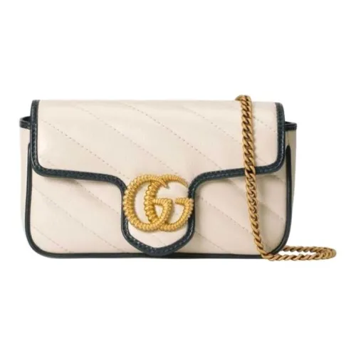 GUCCI GG MarmontMarmont Quilted Кожа Сумка через плечо Сумка на плечо Экстра мини Женская Белый и Синий