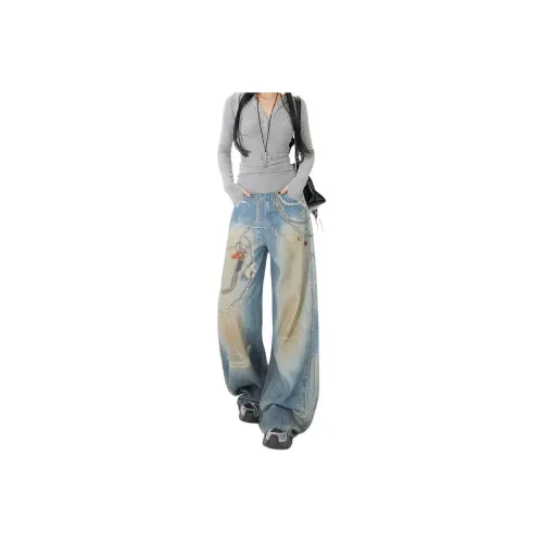 RENBEN Цепочка Джинсовый синий Женские Джинсы