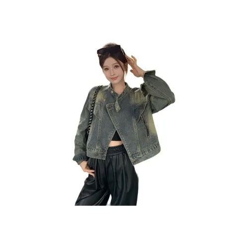 HAPG Винтажный синий укороченный высококачественные женские куртки