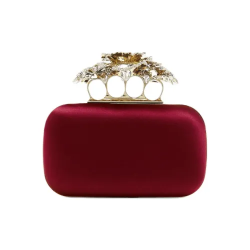 Alexander McQueen Шелковый клатч женский темно-красный