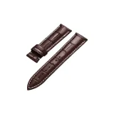 Без кнопок - Коричневая кожа с белым швом