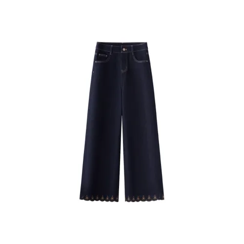 Деним Широкие брюки Женские Spring and Autumn 2025 Ультра Стильный Корейский стиль Элегантность Брюки прямого кроя