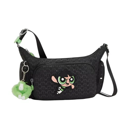 Kipling X THE POWERPUFF GIRLS Коллаборация Ткань Сумка через плечо Унисекс Old School Черный и Зеленый