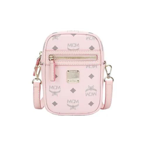 MCM Klassik Visetos Хлопковая саржа Подкладка Сумка через плечо Мини Женские Розовый