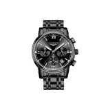 Черный корпус, черный циферблат, стальной ремешок