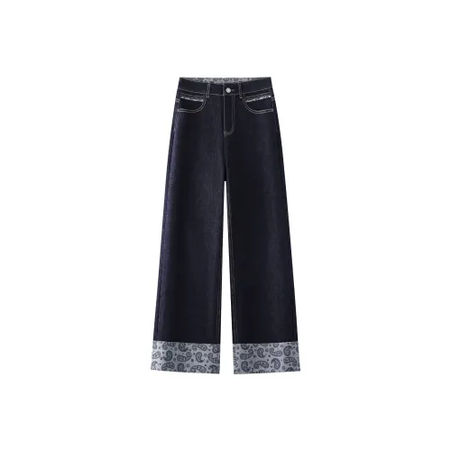 Деним Широкие Брюки Женские Весна Осень 2025 Свободный крой Утягивающие ВЫСОКОЕ ПОДКЛОНЬЕ Этаж Длина (Размер в длину) Прямой крой Брюки