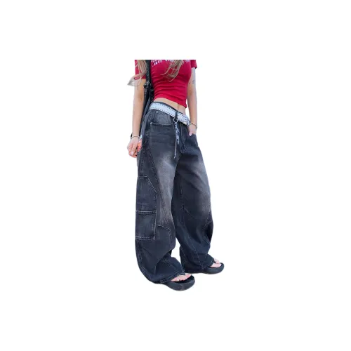 QINGYING Черные Женские Джинсы