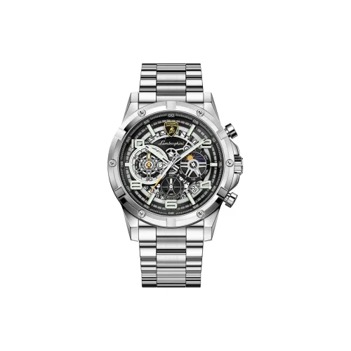 GAIDU Lamborghini Кварцевый механизм Стальной ремешок Часы Мужские Часы с открытым механизмом