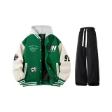 Зеленый BV + Черный Повседневные Брюки