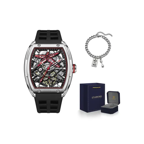 STARKING Steel Core Collection Механическое устройство Силиконовый ремешок Часы Мужские Черный циферблат