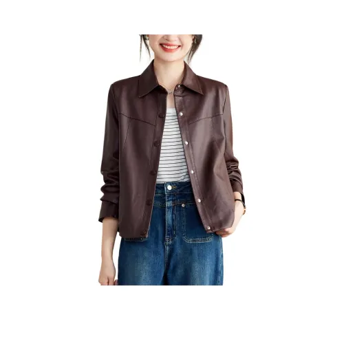 H YXIANG Кожа Куртка Женская