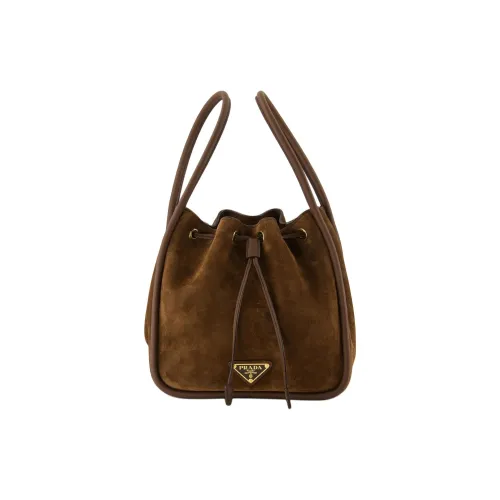PRADA Телячья кожа Ведрообразная сумка Мини Унисекс Коричневый