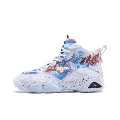 PEAK State Pole 6371 Толстая подошва Высокий топ Белый Синий Унисекс