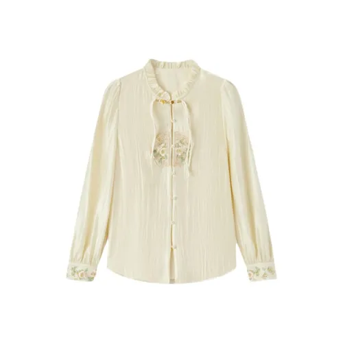 EICHITOO Экрю Женские Рубашки