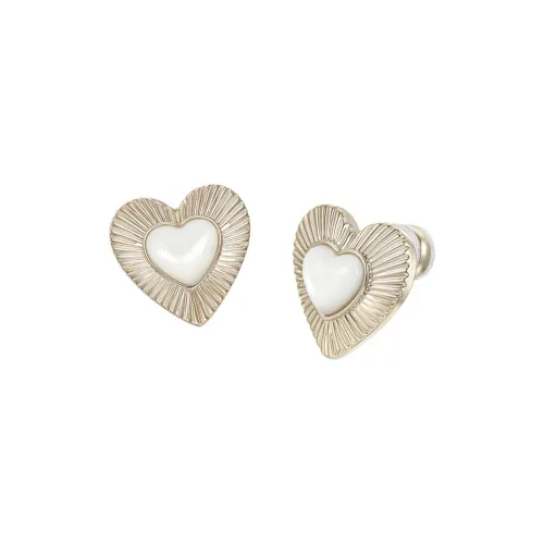 SUN HUNTER Серьги-гвоздики из меди с покрытием из золота 18 карат + белый перламутр + S925 серебро женские