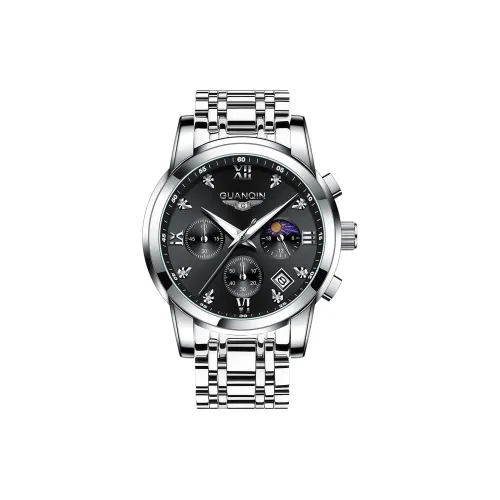 GUANQIN GS19197.BHB Кварцевый механизм ремешок из нержавеющей стали черный циферблат мужские часы