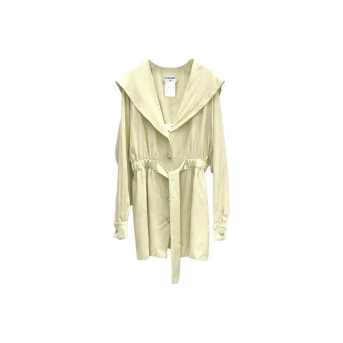 CHANEL SS23 23S Длинное Платье с Длинными Рукавами Женское Светло-Желтое