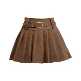 Кофе, с плиссами, короткая юбка