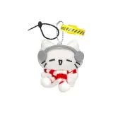 Красный и белый шарф с полосами, котенок с наушниками, кукла, украшение, и черный и желтый волшебный шнур