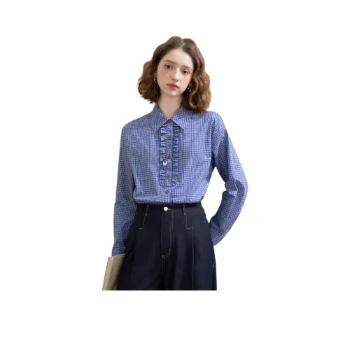 WESTLINK Blue Women's Shirts WESTLINK Синие Женские Рубашки
