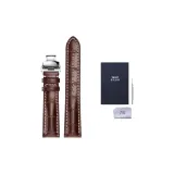 Коричневый с белой строчкой, застежка-бабочка (серебряная).