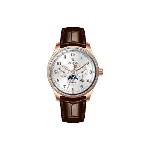 OBLVLO Автоматический механический механизм натуральная кожа ремень часы для мужчин многоцветный циферблат