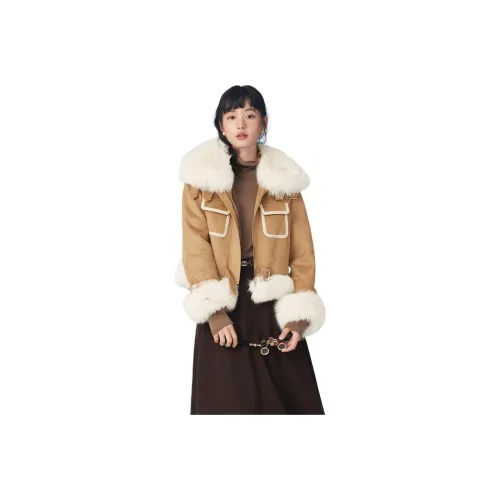 EICHITOO Хаки и Коричневый 12 Женские Меховые изделия
