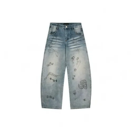 CHONGXIAOLV Синий Унисекс Джинсы