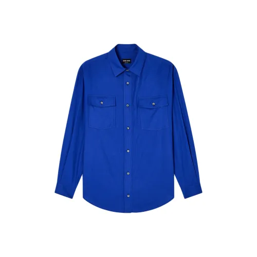 GIORGIO ARMANI Blue Men's Shirts GIORGIO ARMANI Синие Мужские Рубашки