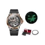 Черный стальной ободок, черный циферблат, мужские часы.