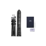 Чёрный с белой строчкой, застёжка-бабочка (серебряная).