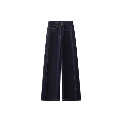 Деним Широкие Брюки Женские Весенние Осенние 2025 Лучшие Продажи HIGH RISE Утягивающие Элегантные Прямые Брюки