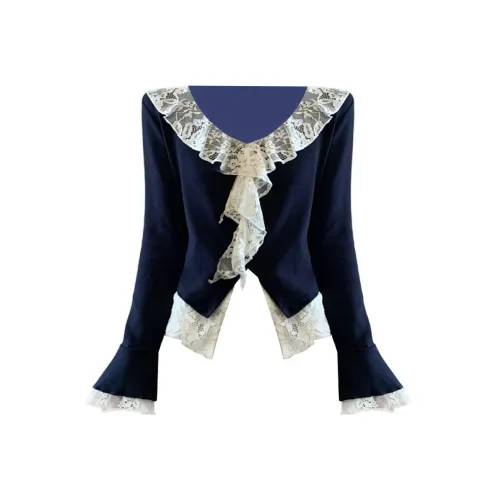 AINUOERMY Темно-синий синий топ женский T-рубашка