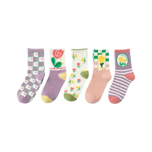 ЮЙЧЖАОЛИНЬ JC035 Фиолетовый Цветочный Kids Носки