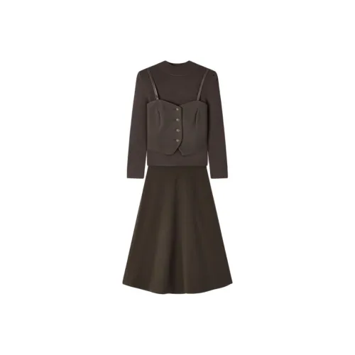 EICHITOO Темно-коричневый женский комплект с юбкой