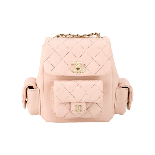 CHANEL Duma Коровья крупнозернистая кожа Рюкзак Маленький Женский Светло-розовый