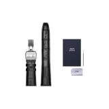 Чёрный бамбук с рельефом, серебряная складная застёжка [укороченный].