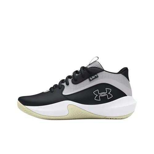 Under Armour Lockdown 7 Амортизация Износостойкий Низкий Топ Детские Баскетбольные Кроссовки Черный Серый Подростки