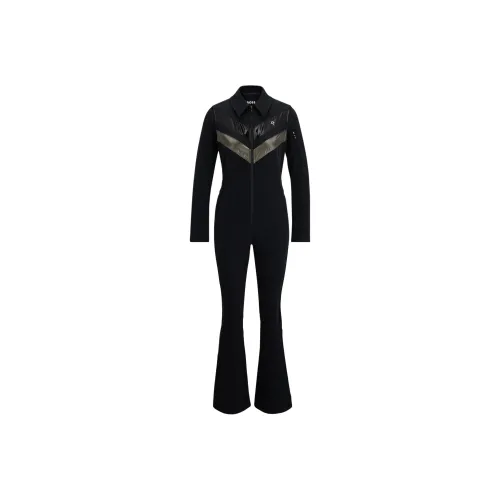 Hugo Boss x Perfect Moment Коллаборация Брендированный Ски Костюм с Полосами Ски Коверолл Женские Черный