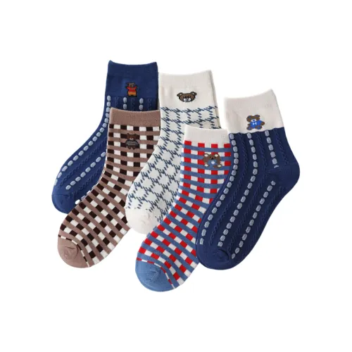 ЮЙЧЖАОЛИНЬ JC089 Клетчатый Медвежонок Kids Socks
