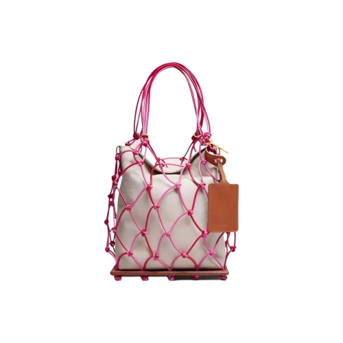 Jacquemus Холст Кожа Сумка Canvas Сумка из Рыболовной Сети Женская Сумка Темно-Розовая