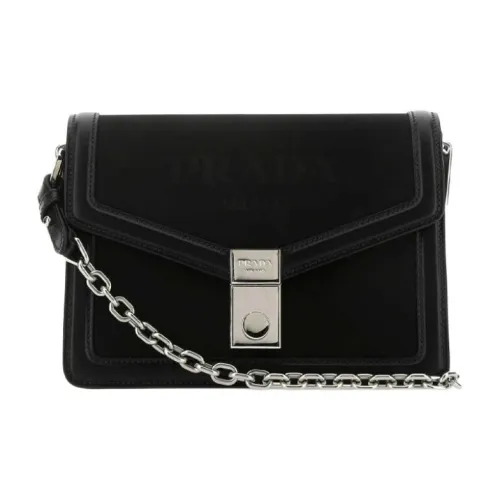 PRADA Нейлон Кожа Плечевая сумка Унисекс Черный