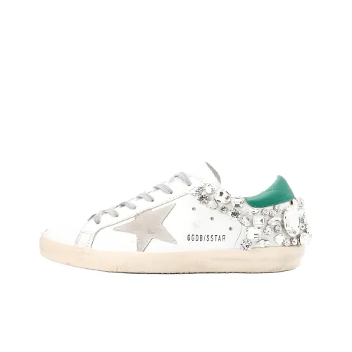 Golden Goose Супер Звезда Стильные Скейтбординги Женские Белые Зеленые Потертые Позиционирование Стиль