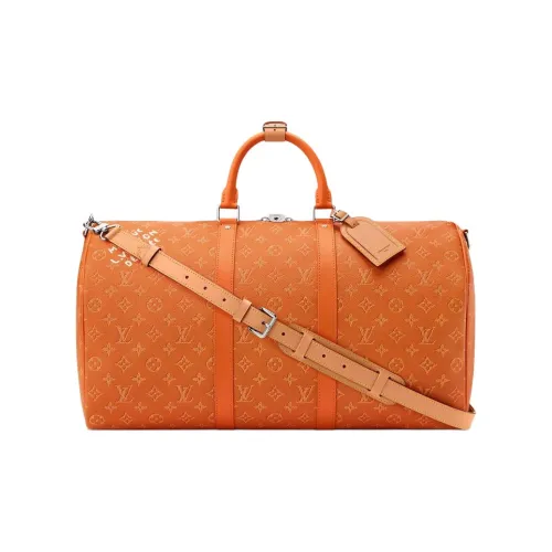 LOUIS VUITTON Keepall Покрытый холст Одно плечо Сумка Мужская Карамель