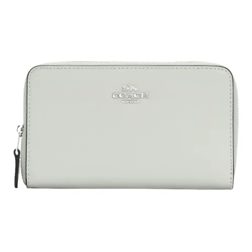 COACH Id Zip Wallet из кожаной галечницы кошелек женский цвет шалфейно-зеленый