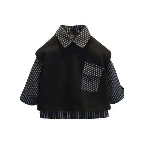 Zomuros Полосатая рубашка + черный жилет Kids Повседневная рубашка