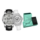 MF0479G-MF0486L Серебристый корпус, серо-белый кожаный ремешок