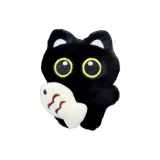 Большеглазый черный кот, украшение в виде рыбки