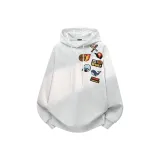 [Heavyweight с капюшоном] Белый Фотиния Серый (с логотипом на левой стороне плеча)